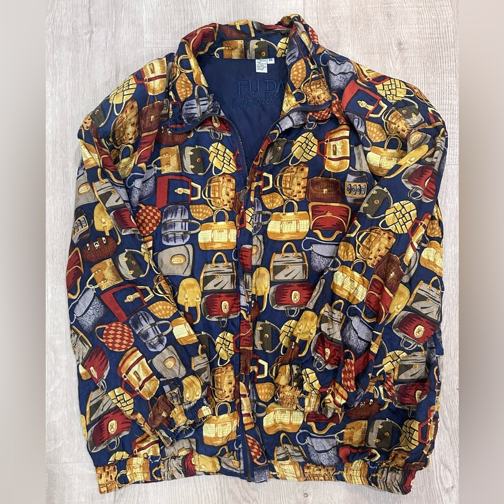 Purse print zip up jacket